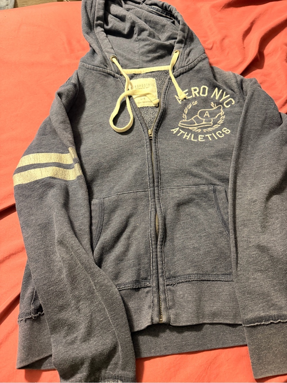 Aeropostale Gray Hoodie Jacket with Cream Accents